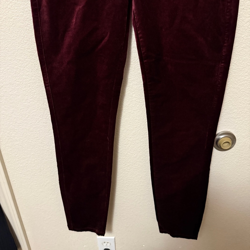 PAIGE Burgundy Verdugo Skinny‎ Pants Luxurious Velvet Sz 27 - Picture 3 of 7
